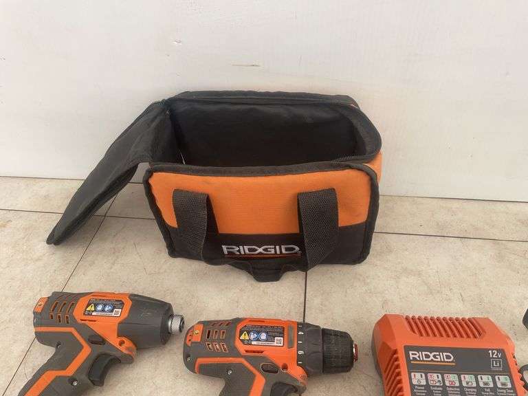 Rigid 12 V impact cordless screwdriver, 12 V cordless drill, comes with charger and two batteries wo