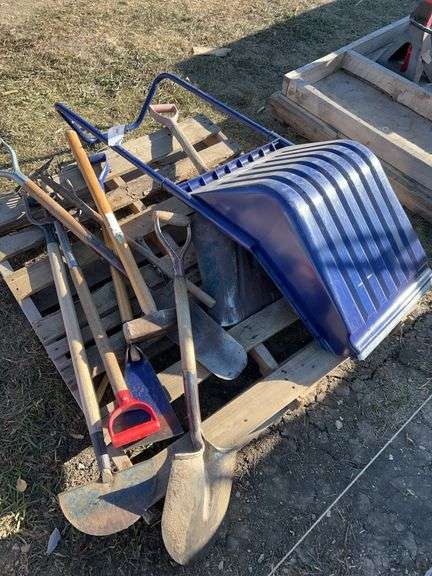 Pallet of yard tools