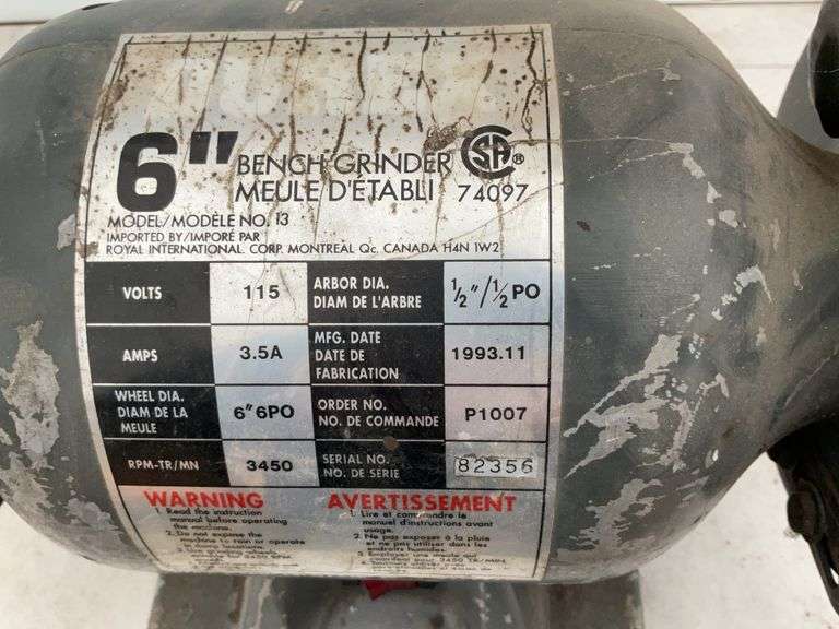 6" working bench grinder