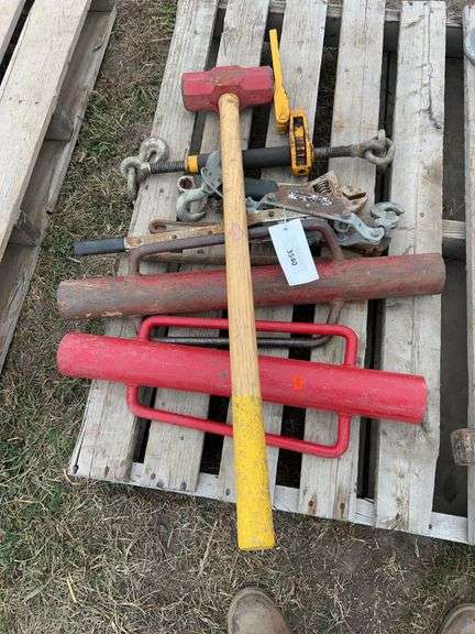 Post pounders, sledge hammer, adjustable wrench etc