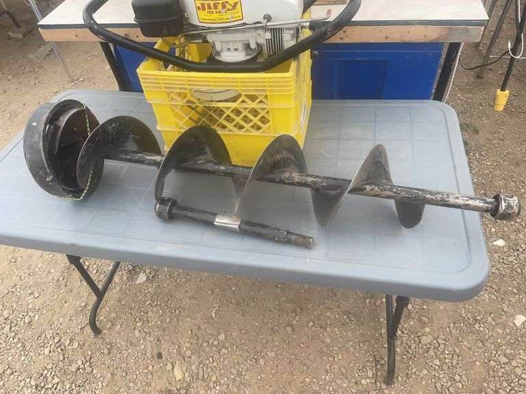 Running Jiffy Model 30 - 8" ice auger comes in shop built box and extension, crate not included