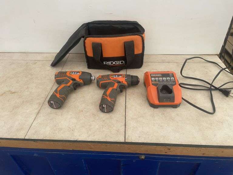 Rigid 12 V impact cordless screwdriver, 12 V cordless drill, comes with charger and two batteries wo