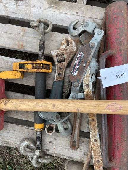 Post pounders, sledge hammer, adjustable wrench etc