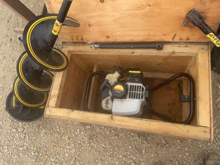 Jiffy 3500 series power ice auger comes with 8"and 10" bits in a custom-made box & extension