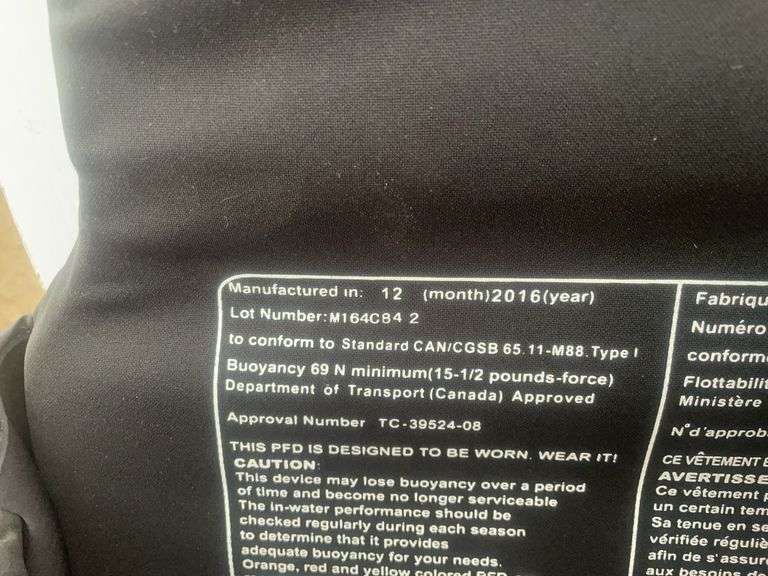 3 Fluid lifejackets one is large, one is extra large, and one is extra extra large