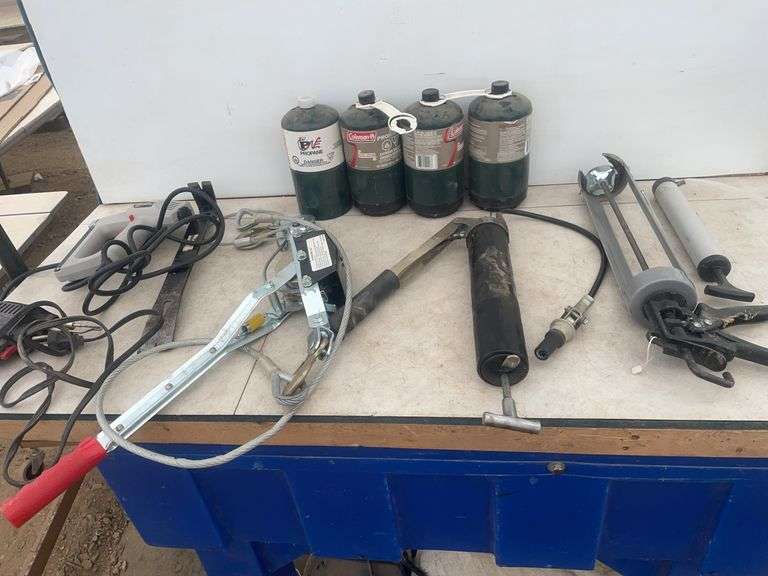 Cable come along, soldering gun, electric stapler, grease gun, propane etc.