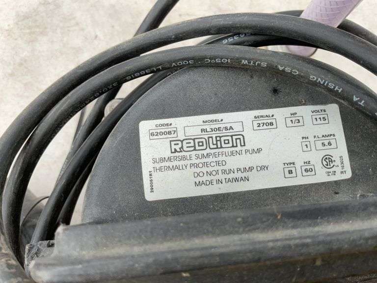 Working 1/3hp Red Lion sump pump