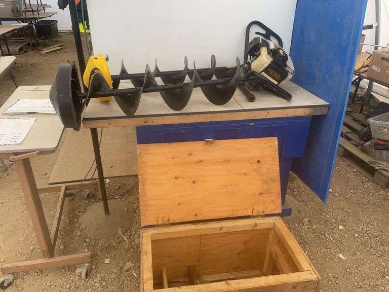 Jiffy 3500 series power ice auger comes with 8"and 10" bits in a custom-made box & extension