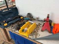 Working Mastercraft sawzall, anchors, whipper snipper heads, Ryobi undercarriage spray nozzle etc.