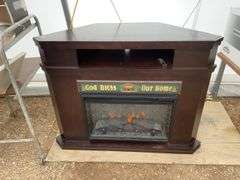 Nice working corner electric fireplace, measures 47"wide by 17"deep by 36 1/2" high