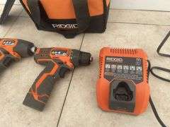 Rigid 12 V impact cordless screwdriver, 12 V cordless drill, comes with charger and two batteries wo