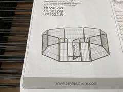 Unused pet playpen, 8 panels 24” x 32” black colour