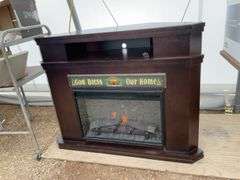 Nice working corner electric fireplace, measures 47"wide by 17"deep by 36 1/2" high