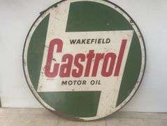 Double sided Castro motor oil sign measure 30" across