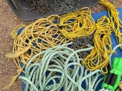 Qty of rope and several light chains with no hooks comes in the tote