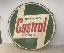 Double sided Castro motor oil sign measure 30" across