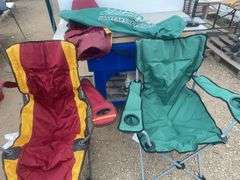 Pair of nice folding lawn chairs one is Saskatchewan Roughriders