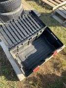 Shop creeper, plastic tool box and Snap-On stool