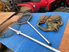 Pair of dip nets one is extendible, fisherman’s vest