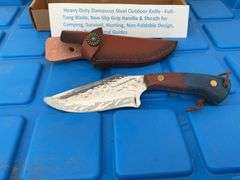Heavy duty Damascus steel outdoor knife, 4” blade