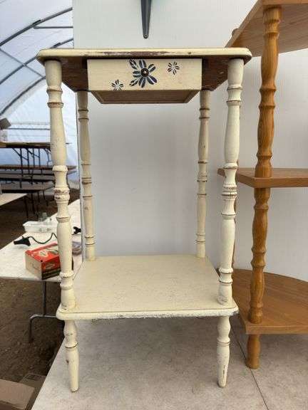 2 antique wooden stands, wooden corner stand, wooden stand
