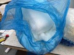 Curtains, quilt batt, folding laundry hamper, sewing basket (handle damaged) etc