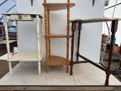 2 antique wooden stands, wooden corner stand, wooden stand