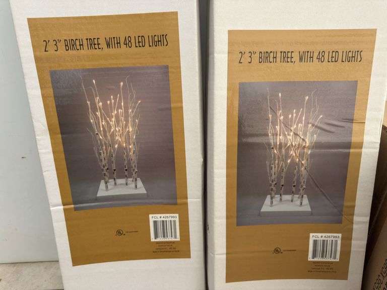2 - 2’ 3” Birch tree lights, Tay outdoor light, Boku flush mount light, Heath Zenith motion sensor l