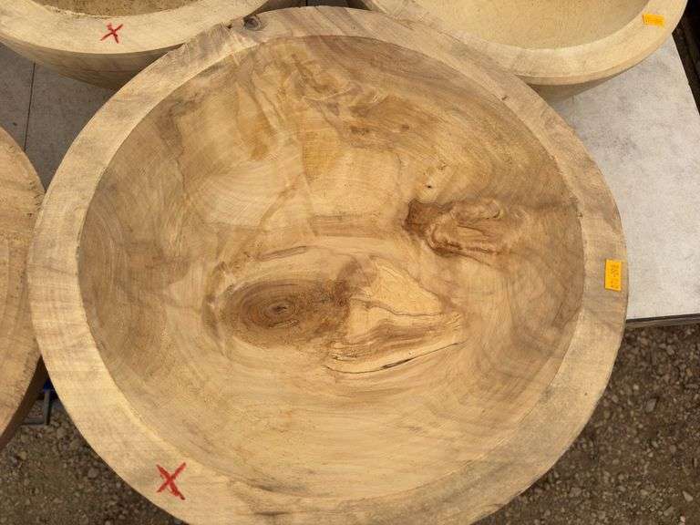 5 rough turned cottonwood bowls - cut in 1998-1999, dry and ready to finish - 14” - 16”  diameter
