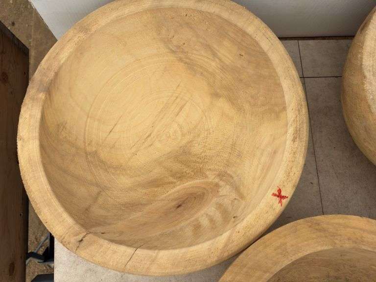 5 rough turned cottonwood bowls - cut in 1998-1999, dry and ready to finish - 14” - 16”  diameter