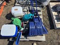 Qty of shovels, cooler, brushes, chemical sprayer etc