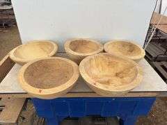 5 rough turned cottonwood bowls - cut in 1998-1999, dry and ready to finish - 14” - 16”  diameter