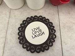 2 soup bowls, 3 canisters, live love laugh sign