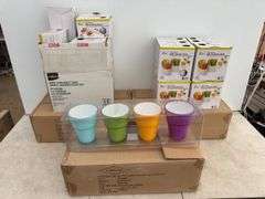 Qty of mini cylinder dishes, mini tasting spoons, waffle cups