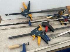 Quantity of clamps, pair of hand saws