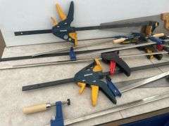Quantity of clamps, pair of hand saws