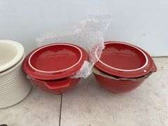 2 soup bowls, 3 canisters, live love laugh sign