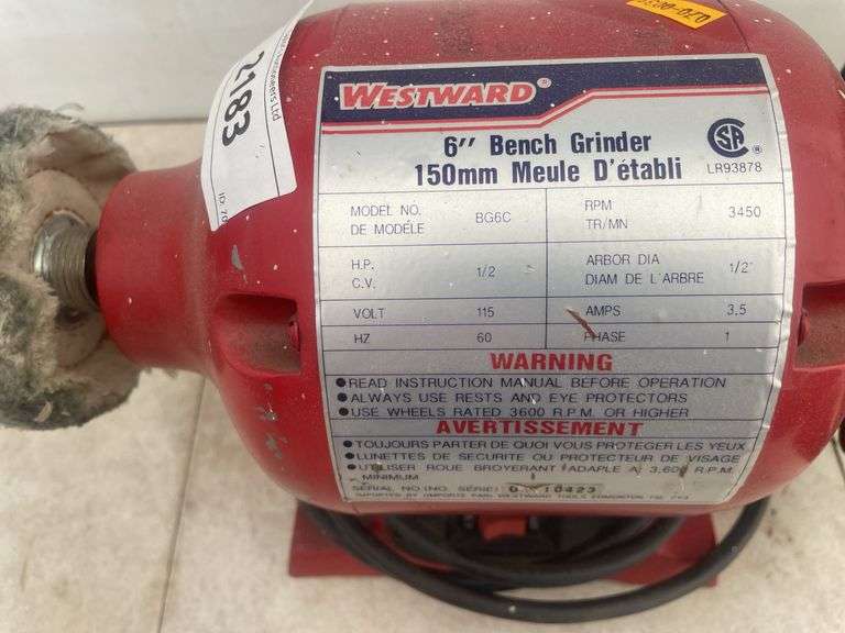 6" Westward bench grinder good working condition