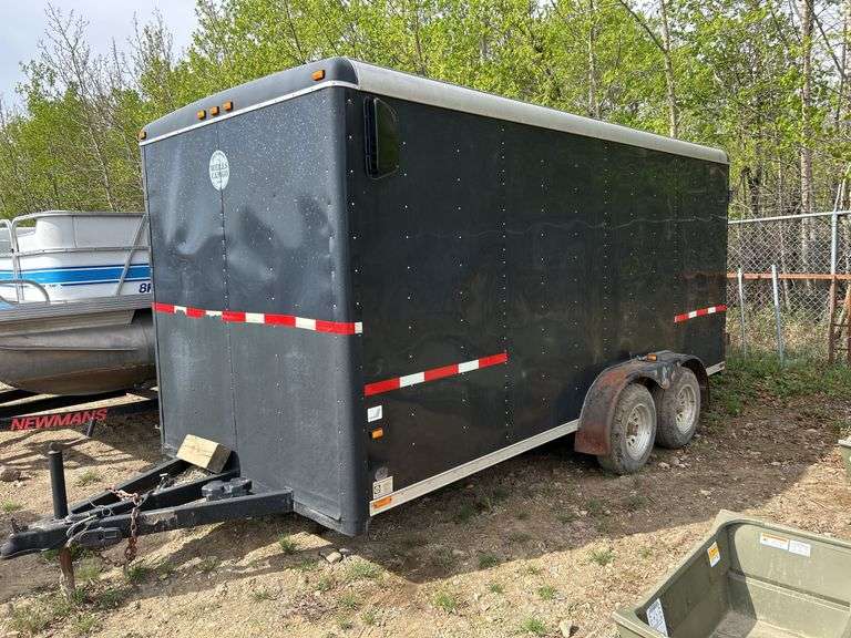 1997 Wells Cargo 16' enclosed - Sask registered - tandem wheels, rear swinging doors, man door