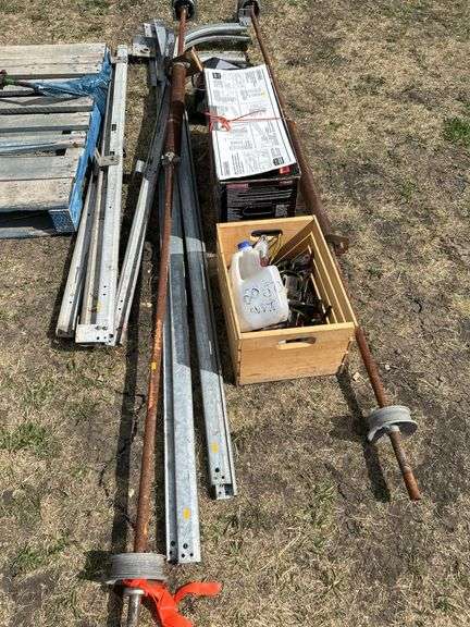 Overhead door framing and hardware for 2 doors and 2 garage door openers - owner says works