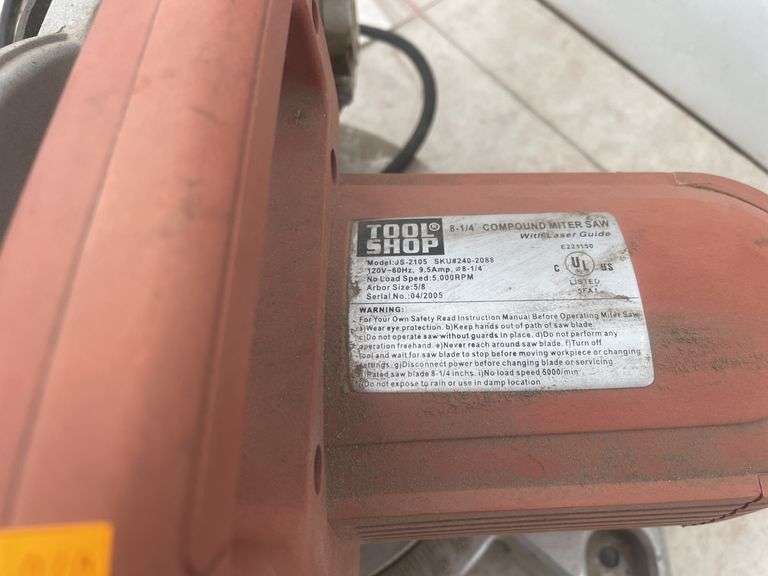 8 1/4" Tool Shop compound mitre saw - running condition
