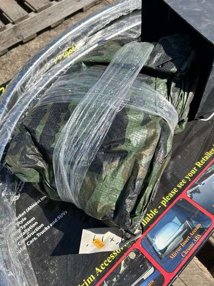 Battery box, 9'x14' camo tarp, quantity of fender trims