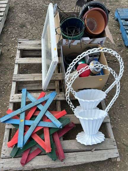 Quantity of flower pots, flood lights, yard decor etc.