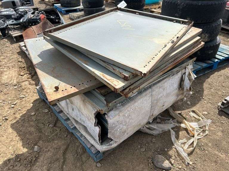 Pallet of metal shelving