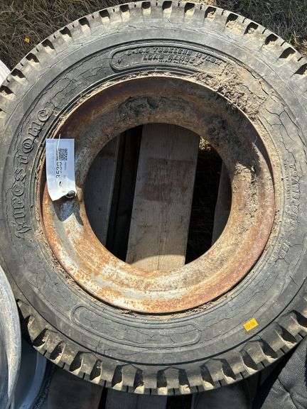 Firestone 8-14.5 tubeless tire on rim, 4 Dodge rims