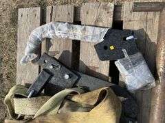 Pallet with sling, tow strap, heavy chain, large heavy pin etc