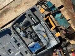 Pallet with misc hand tools and untested power tools