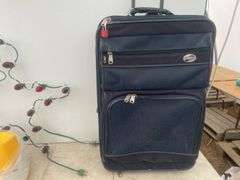 2' Christmas star, ball launcher and some balls, 26" high garment bag on wheels
