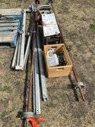 Overhead door framing and hardware for 2 doors and 2 garage door openers - owner says works