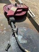 Work bench/oil reservoir - 36"x36"x72"  with hose reel and metering gun- condition unknown